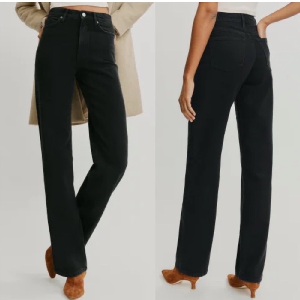 NWT Reformation Wilder Jeans - Wide Leg - Black/Dark Gray Seattle Wash - Size 29